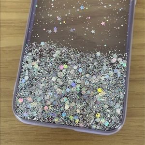 iPhone XR case Purple sparkly clear case